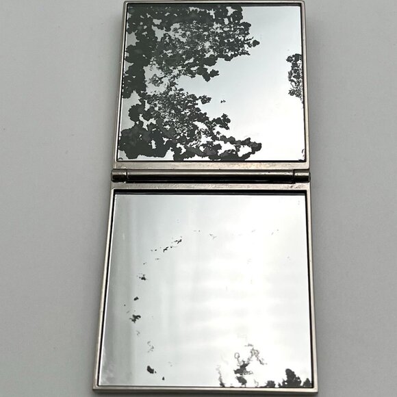 Vintage 70s Enamel Green Butterfly Compact Mirror Art Nouveau Boho Bead Charm - Picture 5 of 6